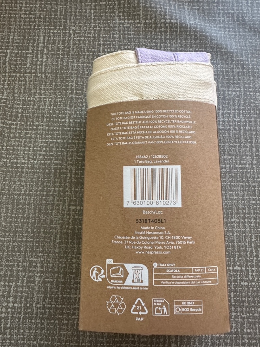 Nespresso Beige and Lavender Cup Sleeve NWT - Picture 6 of 8